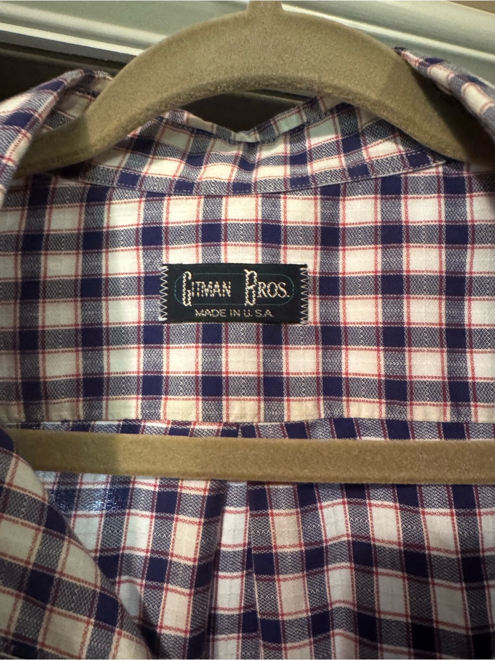 Gitman Bros Navy and Red Check Cotton Button-Down Shirt